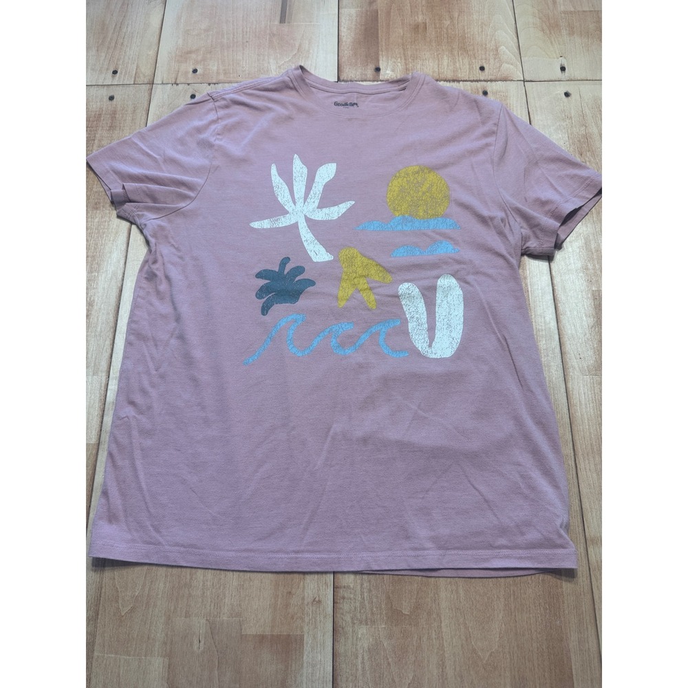 Goodfellow Co T Shirt Women's Size L Pink Graphic Print Short Sleeve Casual